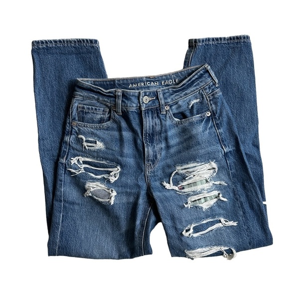 American Eagle | American Eagle Mom Straight Jeans Distressed - Picture 1 of 6